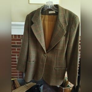 Brown Checkered Blazer by Ann Taylor